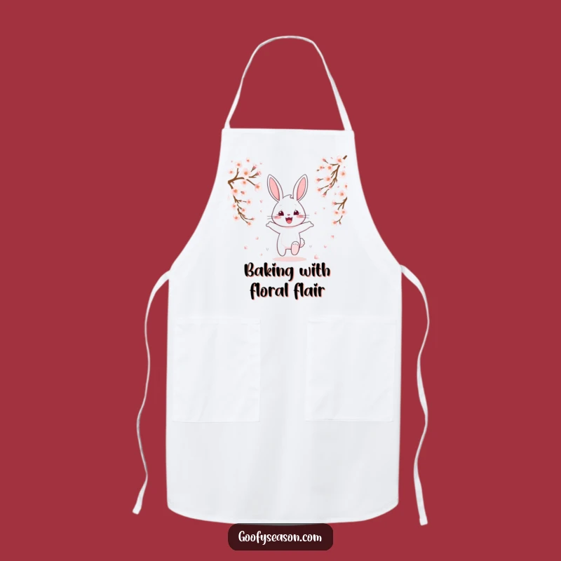 Funny Bunny Cherry Blossom Apron: Spring Baking Fun, Perfect Funny Gift