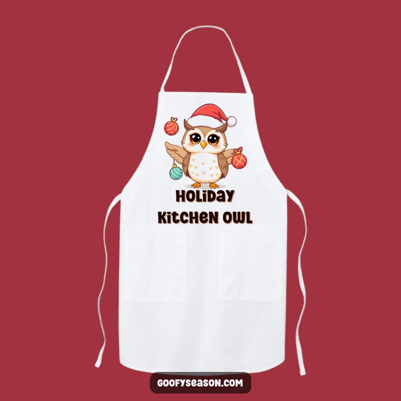 Funny Owl Santa Hat Apron: Festive Kitchen Humor Gift