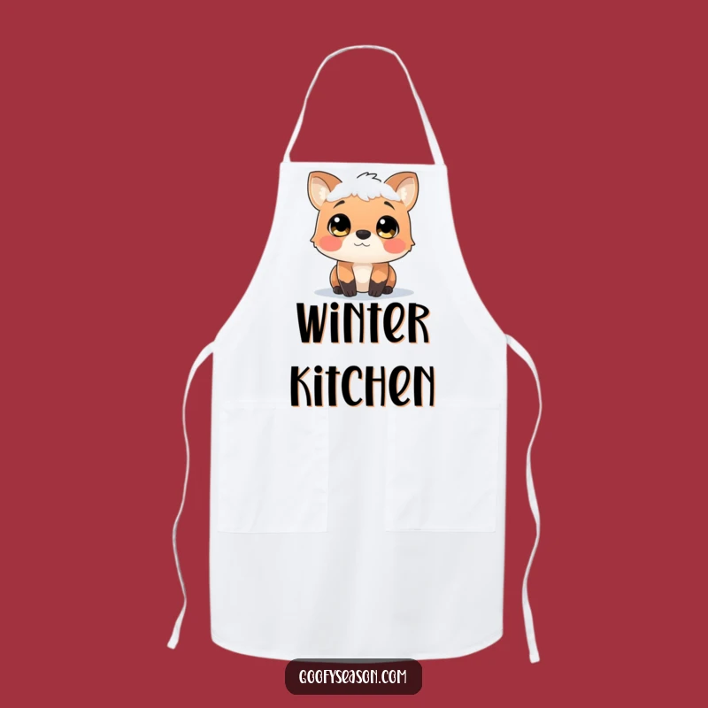 Funny Snowfall Watcher Animal Kitchen Apron - Cozy Winter Chef Gift
