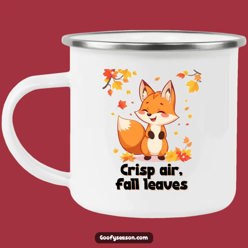Funny Fox Autumn Leaves Camping Mug - Enjoy Warm Drinks on Festive Fall Outings