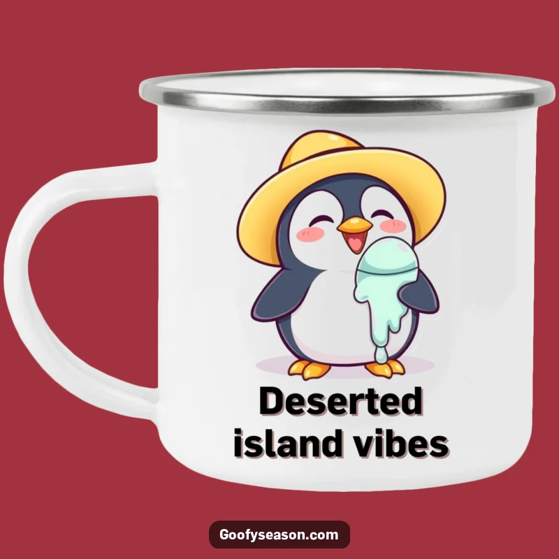 Funny Penguin Camping Mug: Summer Ice Cream Cup, Rustic Humorous Gift