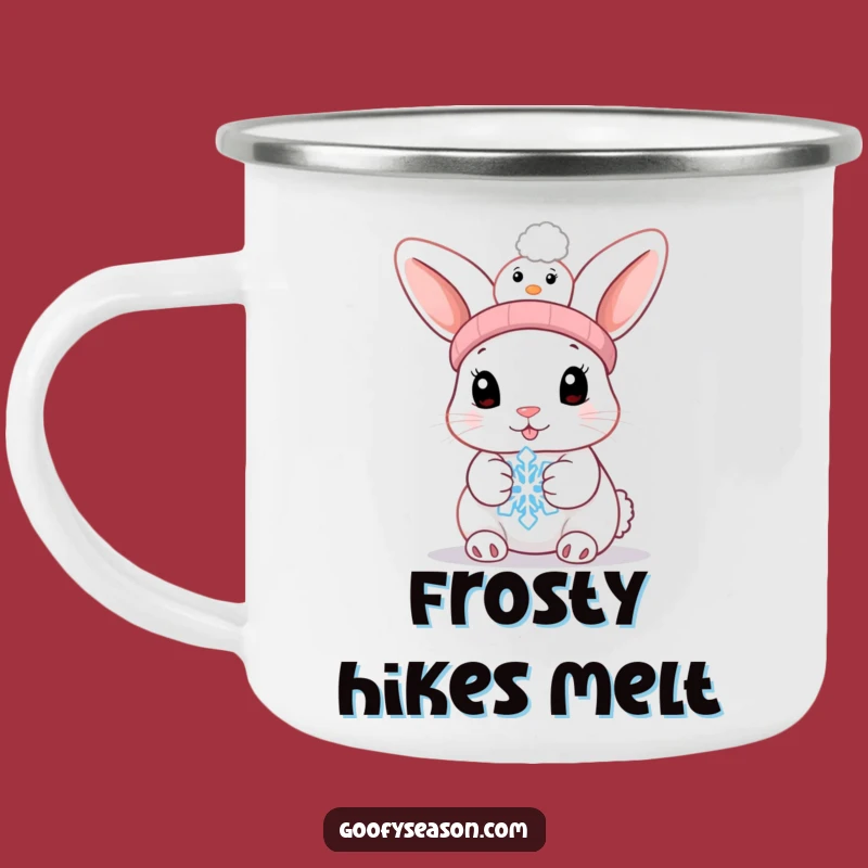 Funny Bunny Melting Snowflake Camping Mug: Outdoor Adventure Humor Gift