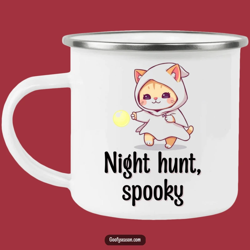 Funny Cat Ghost Costume Camping Mug: Spooky Outdoor Humor Gift