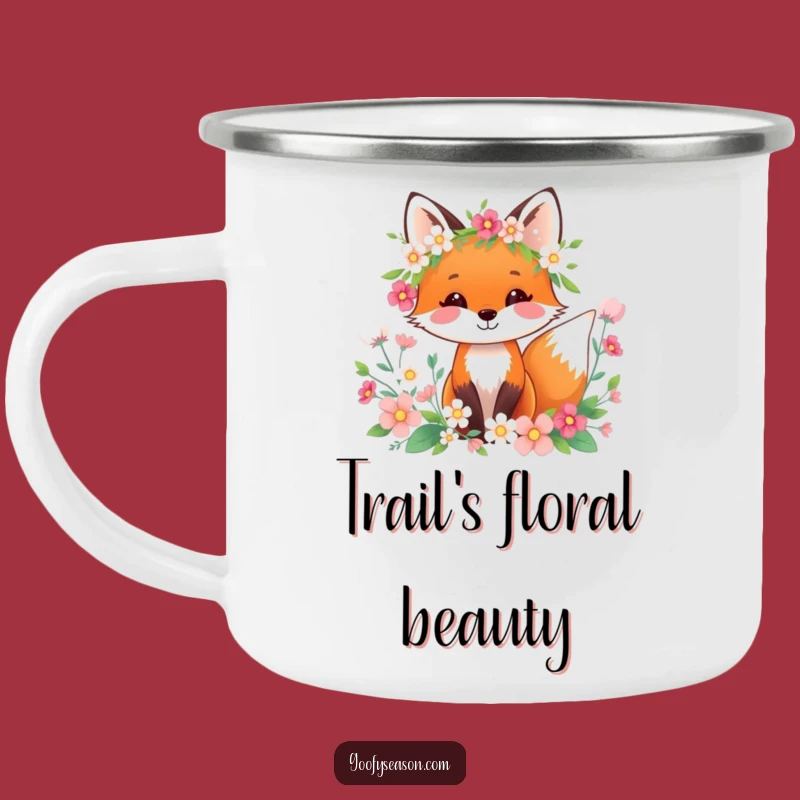 Funny Fox Spring Wreath Camping Mug: Outdoor Floral Humor Gift