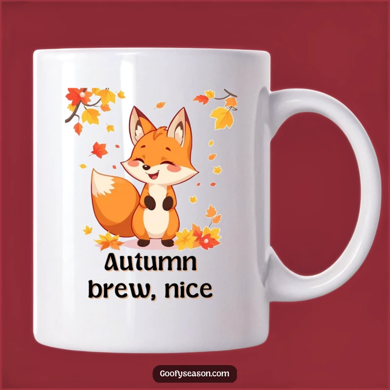 Funny Fox Autumn Leaves Mug - Hilarious Fall Fun Gift for Nature Lovers