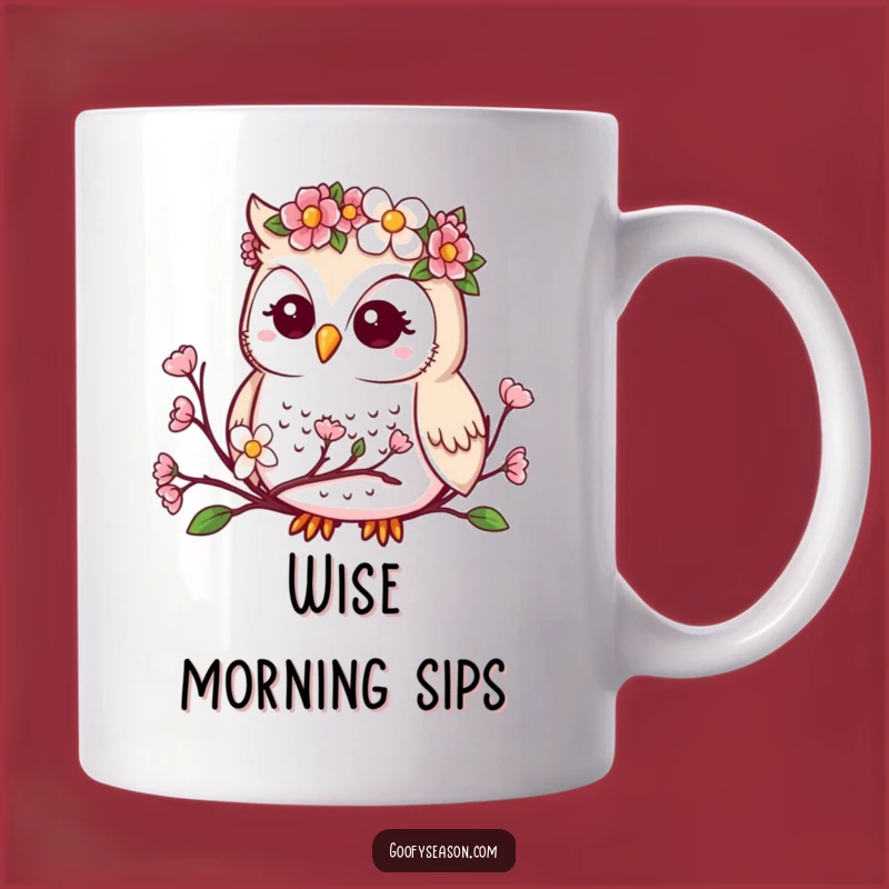 Funny Kawaii Owl Mug - Spring Bloom Flower Crown Cute Bird Funny Gift