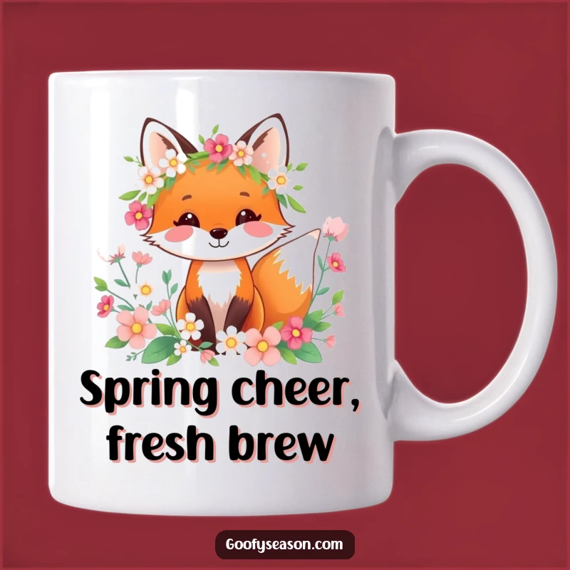 Funny Fox Spring Wreath Mug: Cheerful Floral Humor Gift for Nature Lovers