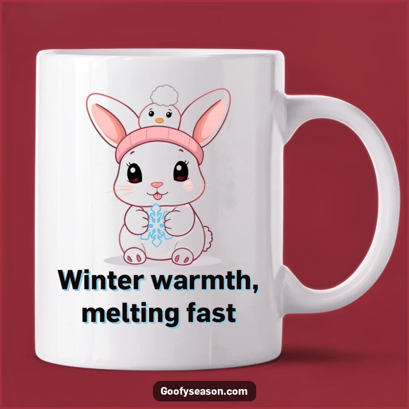 Funny Bunny Melting Snowflake Mug: Adorable Winter Humor Gift for Her