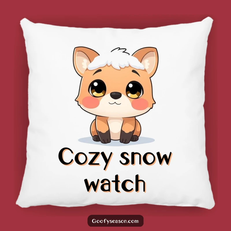 Funny Snowfall Watcher Animal Pillow - Cozy Winter Contemplation Gift