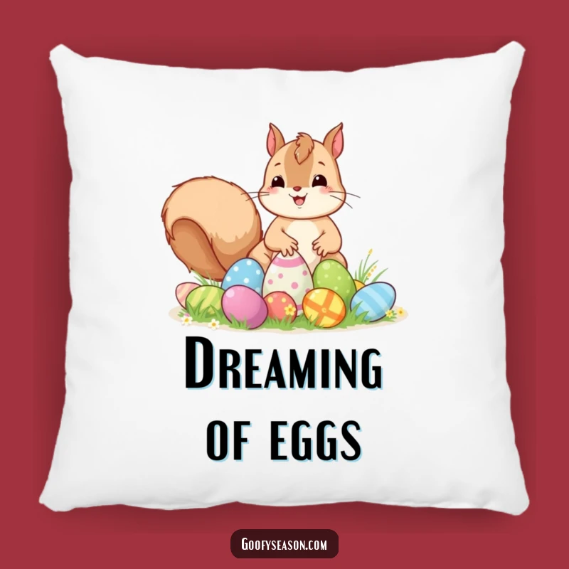 Funny Kawaii Easter Squirrel Pillow - Excited Egg Hunt Cushion