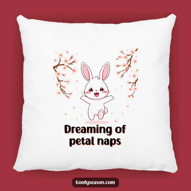 Funny Bunny Cherry Blossom Pillow: Cozy Spring Comfort, Adorable Funny Gift