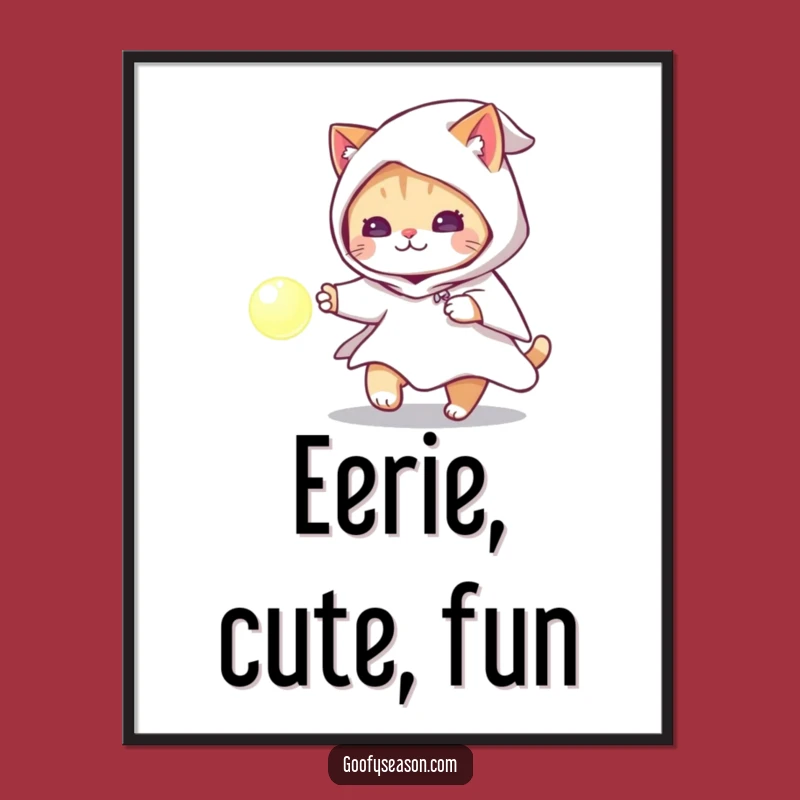 Funny Cat Ghost Costume Digital Art: Instant Download Spooky Humor