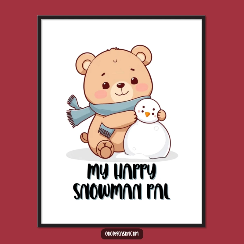 Funny Bear Snowman Digital Art: Printable Winter Joy, Unique Funny Gift