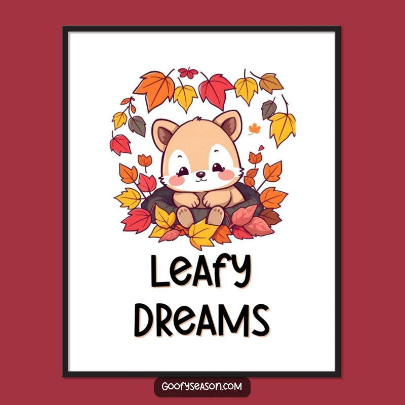 Funny Cozy Animal Leaf Digital Print - Instant Cozy Decor Gift