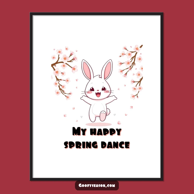 Funny Bunny Cherry Blossom Digital Art: Printable Spring Joy, Unique Funny Gift