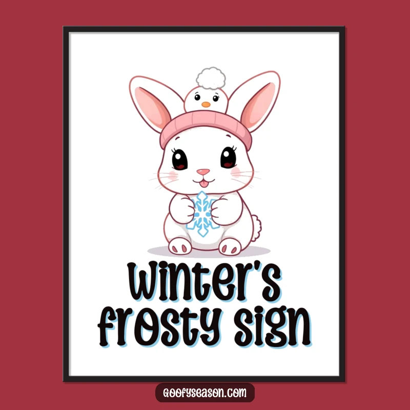 Funny Bunny Melting Snowflake Digital Art: Instant Download Humor Gift