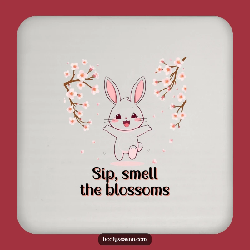 Funny Bunny Cherry Blossom Coasters: Protect Surfaces, Cute Funny Gift Set