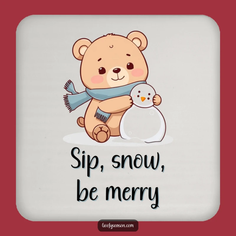 Funny Bear Snowman Coasters: Protect Surfaces, Cute Funny Gift Set