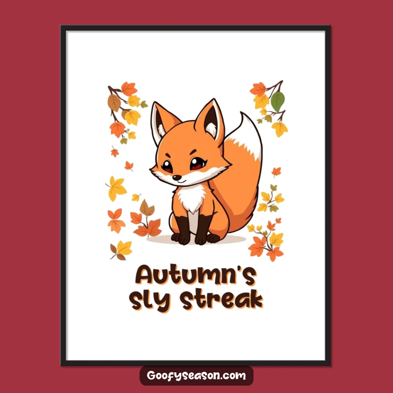 Funny Fox Autumn Poster: Vibrant Woodland Art, Perfect Gift!