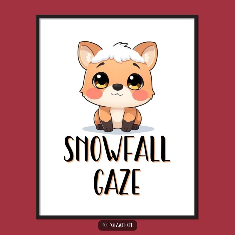 Funny Snowfall Watcher Animal Poster - Serene Winter Decor Gift