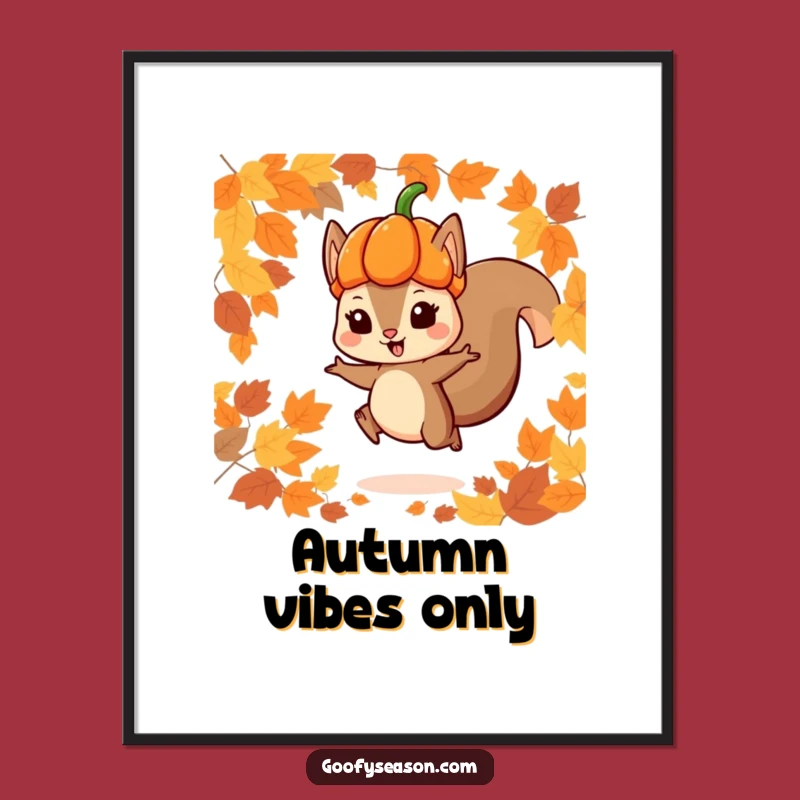 Funny Squirrel Poster: Playful Autumn Pumpkin Jumper Art Print