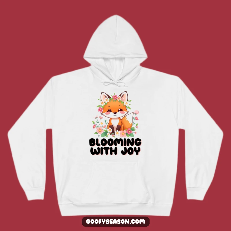 Cozy Funny Fox Spring Wreath Hoodie: Warm Floral Comfort Gift