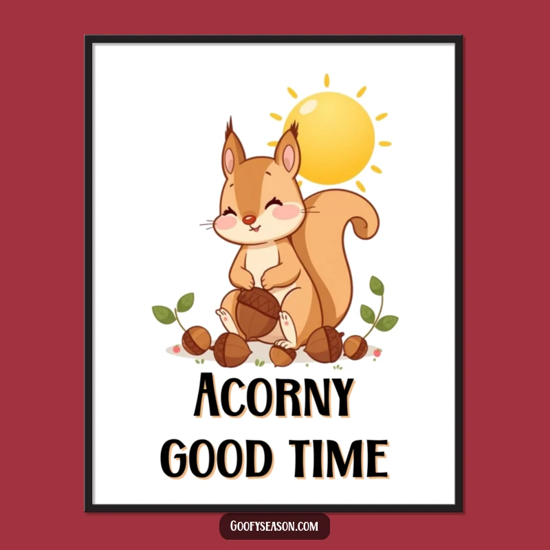 Funny Free Printable Squirrel Wall Art: Acorn Collector Downloadable Decor