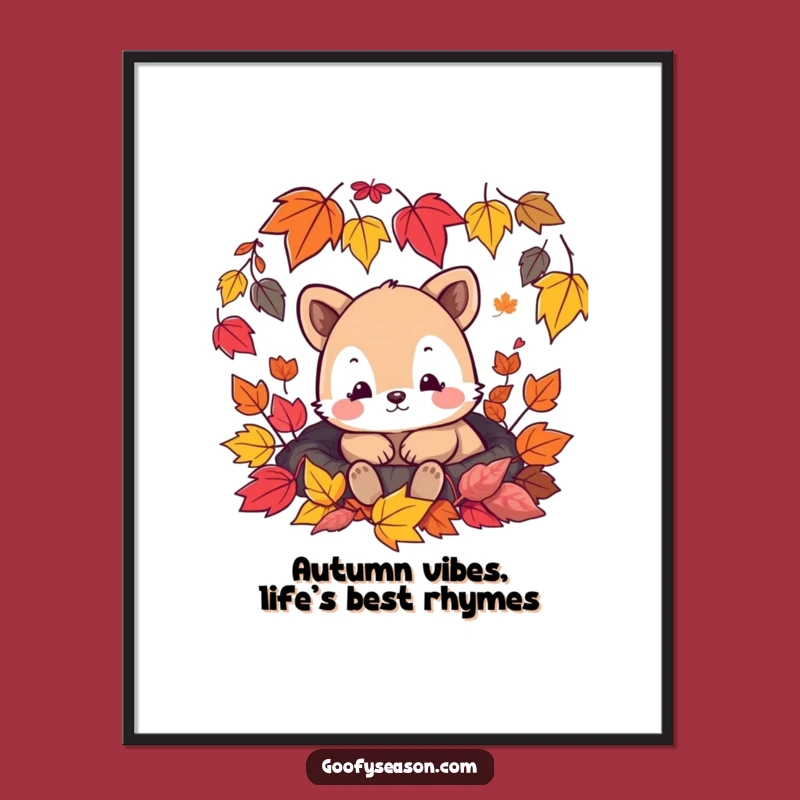 Free Printable Cozy Animal Fall Wall Art: Humorous Autumn Leaves Downloadable Decor