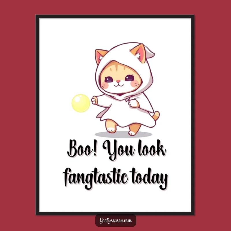 Free Printable Wall Art: Cat Ghost Costume, Glowing Orb Decor