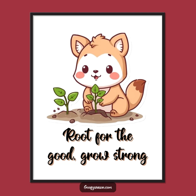Free Printable Growth Wall Art: Determined Animal Planting Scene Downloadable