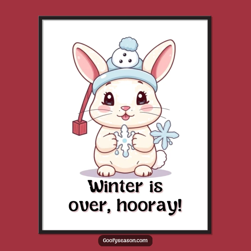 Free Printable Wall Art: Adorable Bunny's Winter Whimsy Funny Downloadable Decor