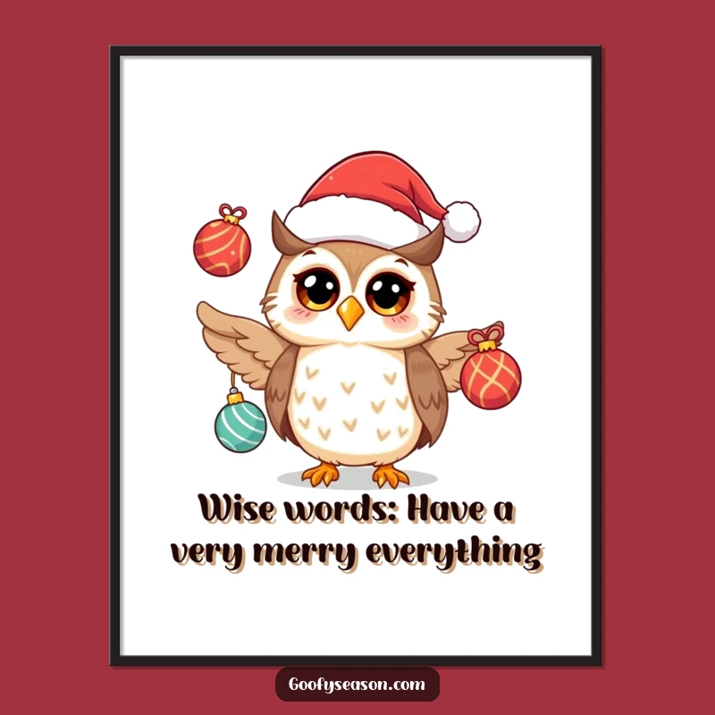 Free Printable Wall Art: Owl Juggling Ornaments, Festive Downloadable Decor