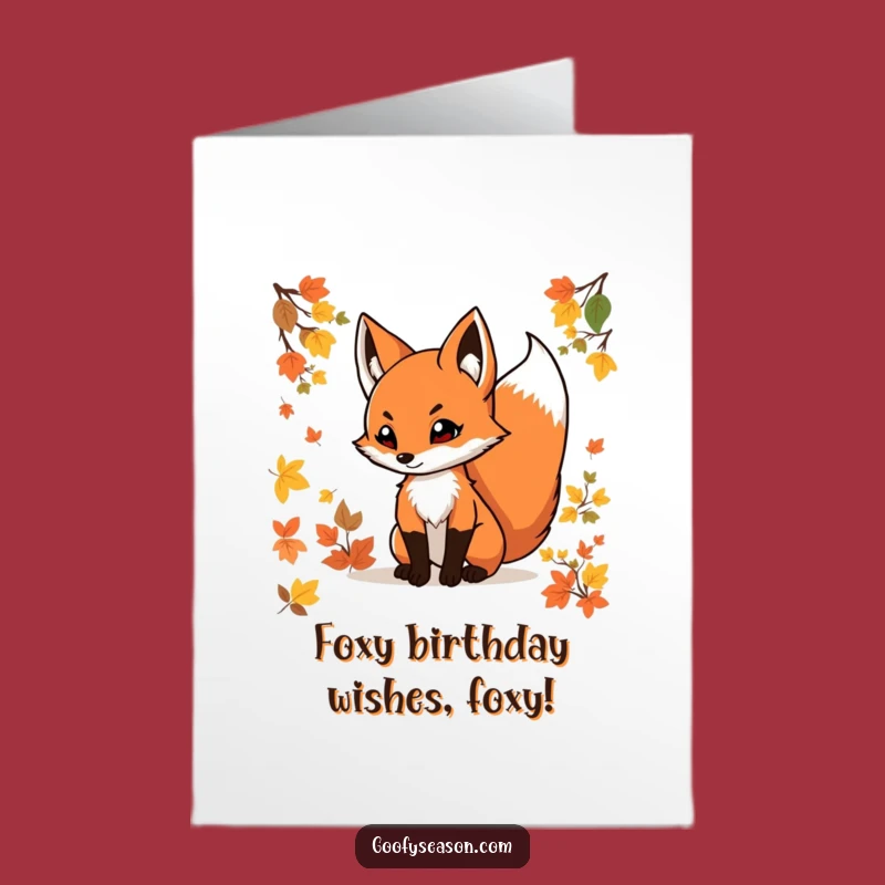 Free Printable Birthday Card: Energetic Fox, Festive Autumn Vibes, Funny Download