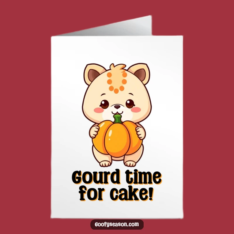 Free Printable Birthday Card: Kawaii Pumpkin Pal Cheerful Grin Funny Downloadable