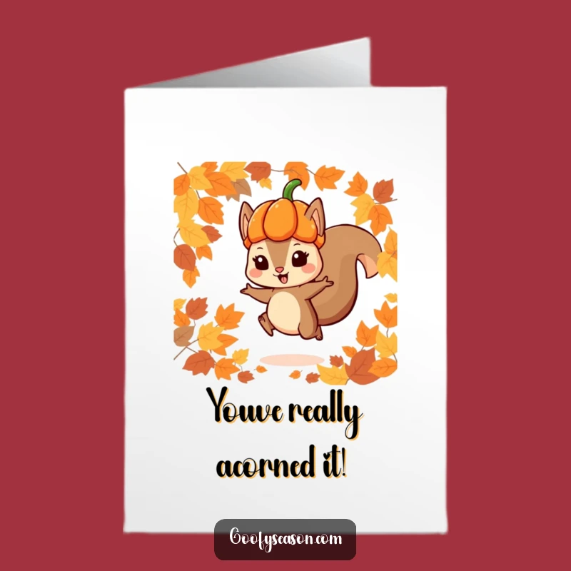 Free Printable Squirrel Congrats Card: Autumn Jump Funny Downloadable Gift