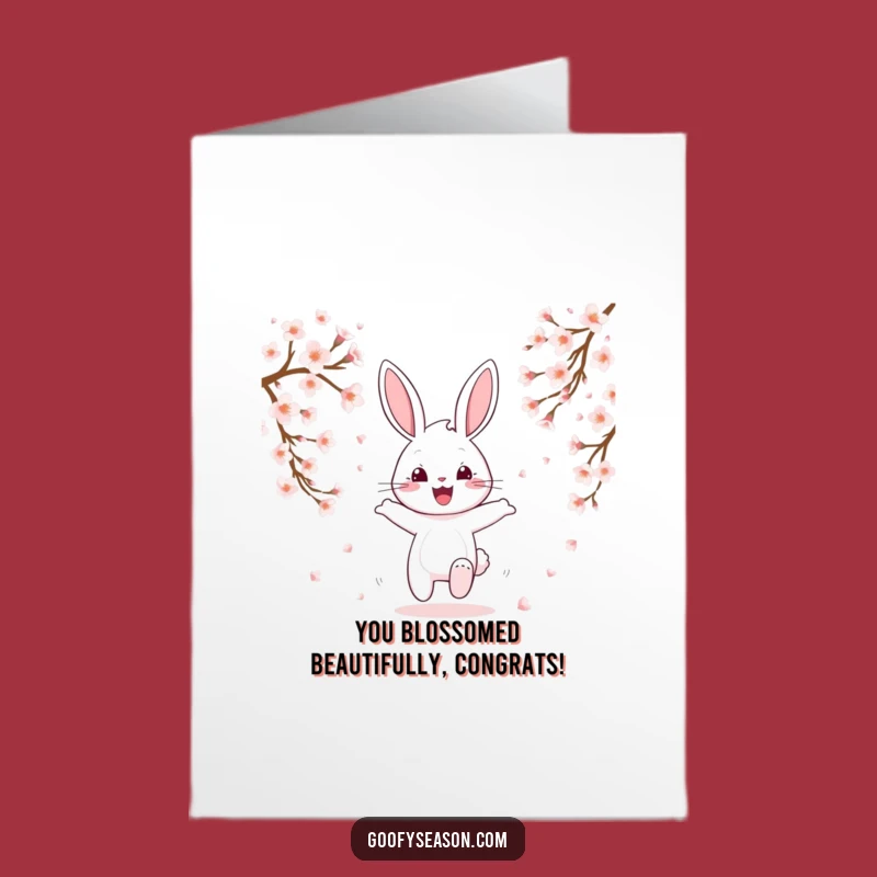Printable Bunny Congrats Card: Blossom Your Success Free Downloadable Cheer