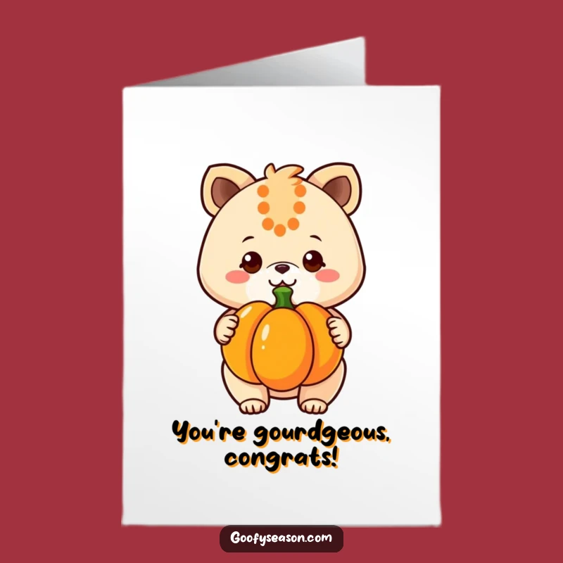 Free Printable Congratulations Card: Kawaii Pumpkin Joyful Grin Funny Downloadable