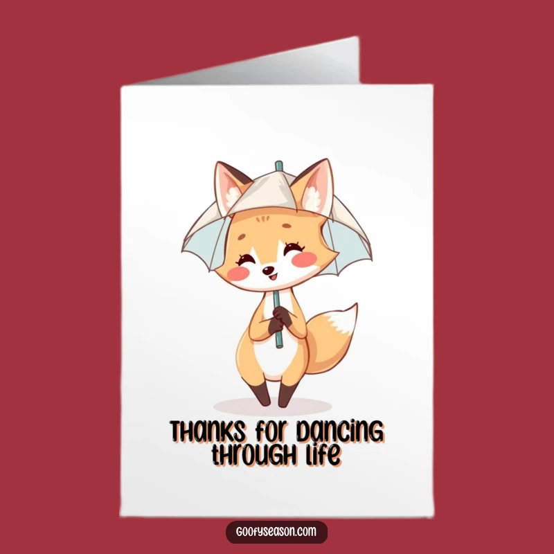 Free Printable Fox Thank You Card: Funny Dancing Fox Downloadable Gift of Gratitude