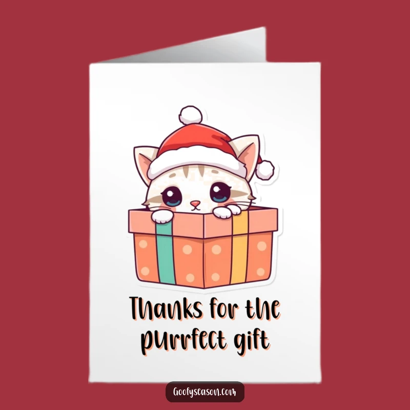 Free Printable Funny Cat Thank You Card: Santa Kitty Expressing Gratitude!