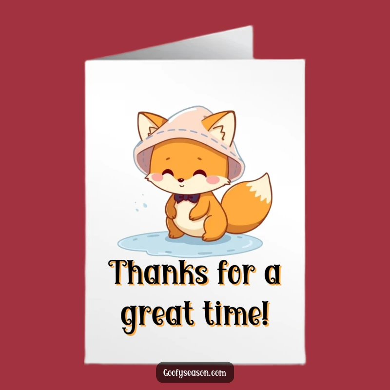 Free Printable Thank You Card: Fox Puddle Fun Funny Downloadable