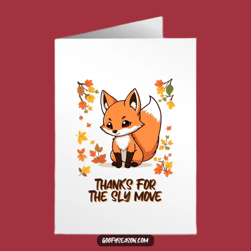 Free Printable Thank You Card: Grateful Fox, Autumn Leaves, Funny Digital Download