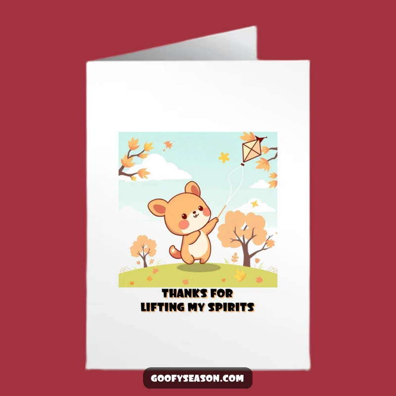Free Printable Thank You Card: Kawaii Kite Autumn Thanks Funny Downloadable