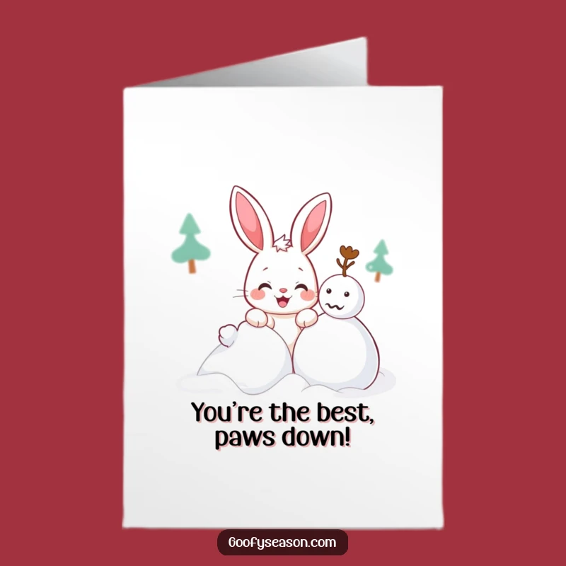 Free Printable Thank You Card: Mischievous Bunny Snowman DIY Downloadable Funny Gift