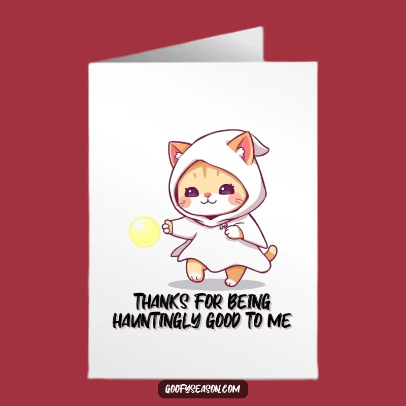 Free Printable Thank You Card: Cat Ghost Costume, Glowing Orb Gift