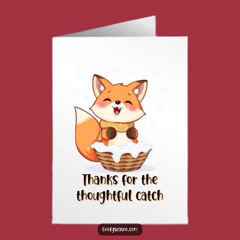 Free Printable Thanks Card: Fox Catching Snowflakes - A Cozy Downloadable Gift