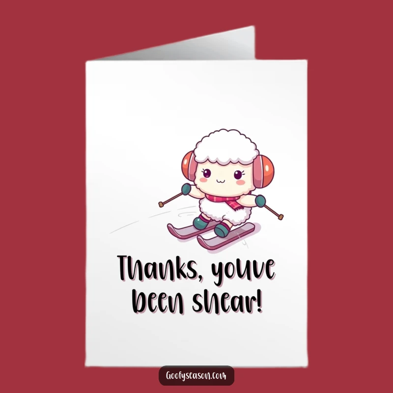 Free Printable Thank You Card: Snowy Sheep Skiing Funny Downloadable