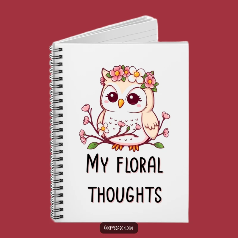 Funny Kawaii Owl Notebook - Spring Flower Crown Journal for Nature Lovers Funny Gift