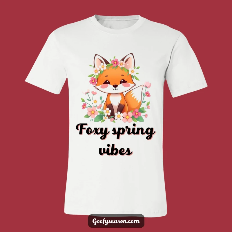 Funny Fox Spring Wreath T-Shirt: Vibrant Floral Humor Tee for Her