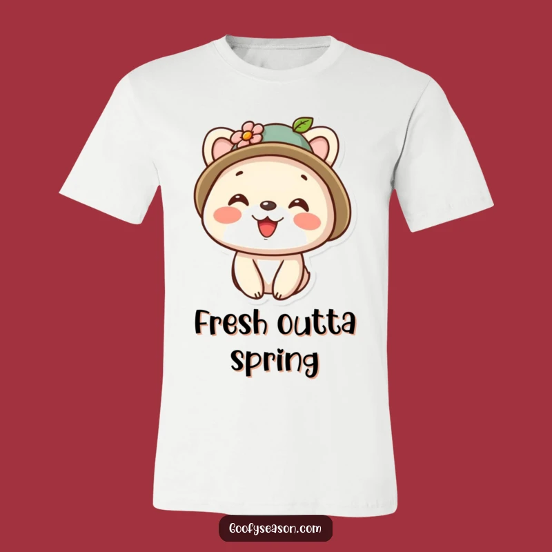 Funny Kawaii Floral Hat Smiling Animal T-Shirt - Cute & Cheerful Gift Apparel