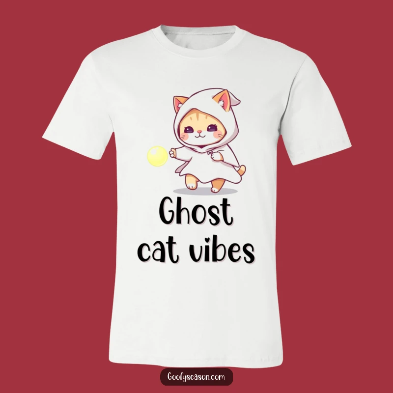 Funny Cat Ghost Costume T-Shirt: Spooky Halloween Humor Tee